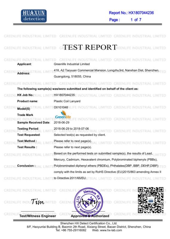 RoHS - Greenlife  Industrial  Limited