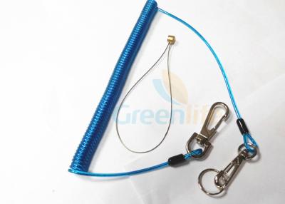 Chine Clé enroulée extensible Lanyard Blue Coiled Lanyard Cord avec le support de boucle à vendre