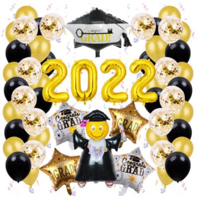 China 2022 New Morden Graduation Season Balloon Set Background Party Decoration Graduation Aluminum Film Balloon for sale