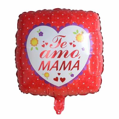 China Square Foil Balloon 18 Inch Mothers Day Foil Helium Balloon Feliz Diameter Mum Te Spanish Mom Self Sealing AMO Shape For Mother's Day Decorate for sale