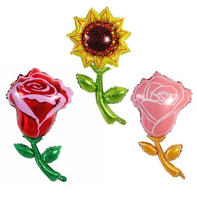 China 1PC Rose Fresh Picks Helium Shape BalloonSun Self Seal Flower Foil Balloons For Baby Shower Party Supplies for sale