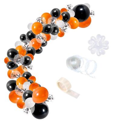 China Halloween Latex Self-Sealing Balloons with Black and Orange Colors for Arch Garland Halloween Balloon Kit for sale