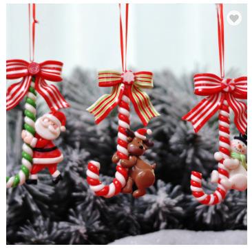 China Morden Christmas Decorations Pottery Small Snowman Snowman Candy Cane Ornaments Soft Christmas Tree Layout Ornaments for sale