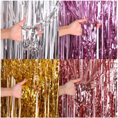 China Beautiful Party Wedding Wall Background Photo Background Rain Curtain Wedding Birthday Silk Door Curtain Colorful Balloon Silk Rain Curtain Decoration for sale