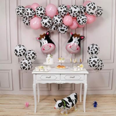 China Cow Self Shutter Party Balloons Set Cow Foil Balloons Farm Party Balloons For Baby Birthday Party Decoration for sale