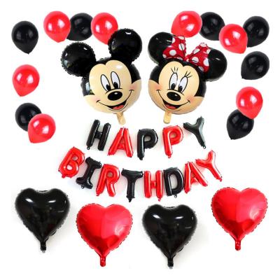 China Hot sale self-closing Mickey minnie foil helium balloon cartoon character happy birthday balloon set for party decoration for sale