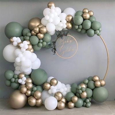 China New Retro Self-Sealing Package Bean Paste Green Balloon Chain Avocado Green Latex Balloon Set Dress Dress for sale