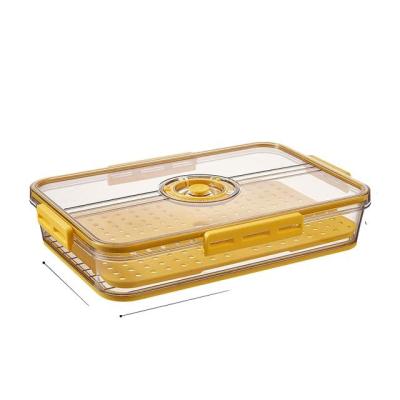 China Stocked Thickened PET Crisper Plastic Transparent Lunch Kitchen Refrigerator Adjustable Retractable Storage Box for sale