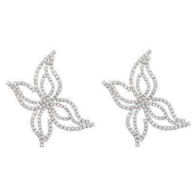 China Rhinestone - FASHIONABLE Exaggerated Full Diamond Chain Claw Butterfly Earrings - Alloy Stunning Flash Set for sale