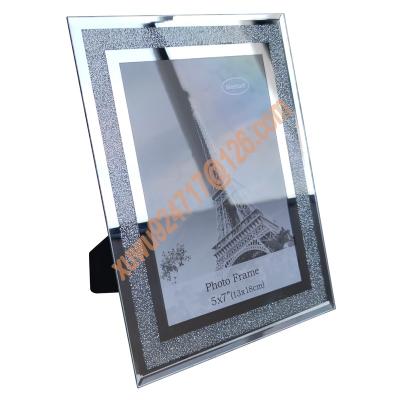 China Home decoration items pull down price silver glass picture frame picture frame simple fashionable twinkle sparkle photo frame 5*7