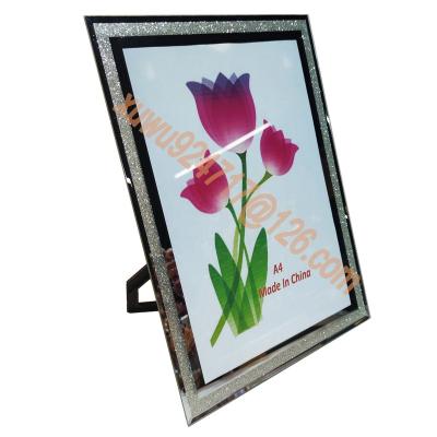 China Home Decoration Items Drop Down Simple Fashionable Sparkle Sparkle Photo Frame Colorful Glass Picture Frame A4 for sale