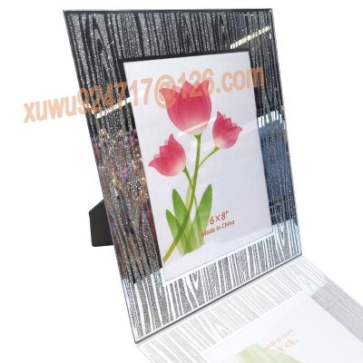 China Home Decoration Articles Nice Simple Fashion Picture Sparkle Picture Frame Glitter Photo Frame Glass 6*8