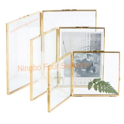 China Retro hot sale metal alloy picture frame photo picture frame with double glass plexiglass photos for sale