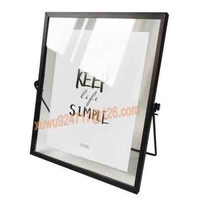 China Hot Sales Modern Metal Retro Photo Glass Frame Dried Flower Plant Specimens DIY Metal Alloy Photo Frame 6*8