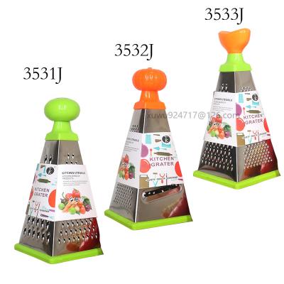 China 3 Sides Stainless Steel Manual Rotary Cheese Grater Conical Conical Vegetable Grater Cutter Kitchen Tools for sale