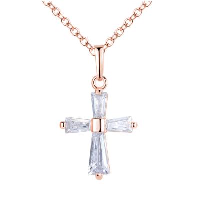 China Europe and America Fashion Hot Sale Women Ladies Zircon Jewelry Gold Crystal Cross Pendant Necklaces for sale