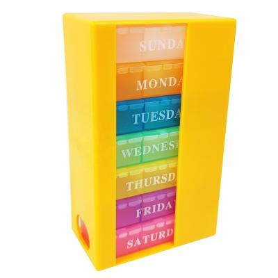 China Colorful PP Plastic 21 Compartments Weekly Plastic Pill Organizer 7 Days Pill Box 21 Cases for sale