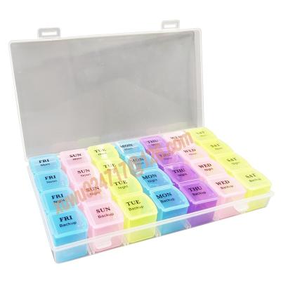 China Hot Selling PP Plastic Cheap Price Cases Weekly Pill Organizer 28 Compartments 28 7 Day Pill Box for sale