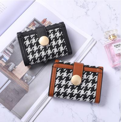 China Simple And Fashionable Thousand Store Buckle Zipper Wallet Simple And Fashionable Small Bird Lattice Tri Case Female Multi Brieftasche Wallets for sale