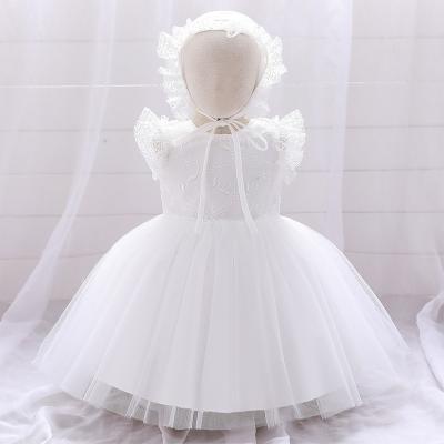 China Anti-wrinkle baby birthday party prom dress girl wedding dress full moon white one year old princess Dress for sale