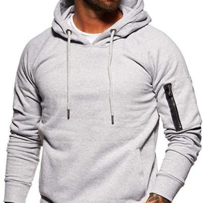 China Popular men's anti-pilling sportswear during autumn and winter custom arm hooded pocket sweater casual solid color pullover tops for sale