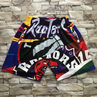 China Logo Fit Dri Retro Boys Custom Breathable Sweat Old School Vintage Sports Polyester Mesh Mens Basketball Shorts Pockets Raptors for sale