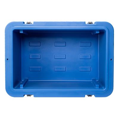 China Medical Blue Rotomolded Rolling Car Cooler PE Car Outdoor Transport Freezer Frezzer for sale