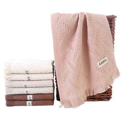 China Child Safe Absorbent Jacquard Towel Soft Absorbent Cotton Towel For Tassel Kids for sale