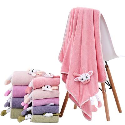 China Child Safe High Absorption Microfiber Coral Velvet Towel Super Soft Bath Towel Set for sale