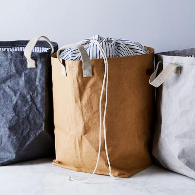 China Wholesale EW0001 Vintage Canvas Portable Waterproof Waxed Drawstring Laundry Bag for sale