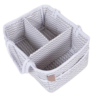 China Fashionable ED0011 Eadoe Gray Chevron Baby Diaper Caddy 100% Cotton Storage Crib Bag for sale