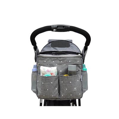 China Custom Gray Star Baby Caddy Diaper Baby Shower Stroller Organizer ED0035 Perfect Baby Gifts Fashionable Double Organizer Bag for sale