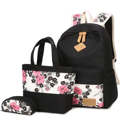 China EO0089 Fashionable Girl School Bag Set Canvas Backpack For School Girls for sale