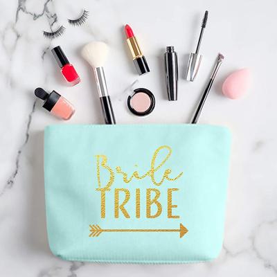 China 6 Pieces Fashion EC0229 Set Bride Tribe Team Makeup Bags Canvas Cosmetic Purse Gifts Bags For Women for sale