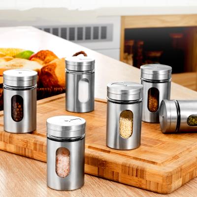 China Sustainable Condiment Canister Can Jar Metal Box Stainless Steel Containers Bottle Spice Seasoning Jars Glass for sale