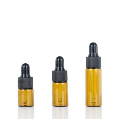 China 5ml 10ml 15ml 20ml 30ml 50ml 100ml Small Essential Oil Bottle Round Shape Cosmetic Amber Glass Dropper Bottle for sale