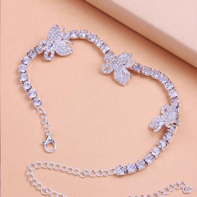 China Antioxidation discount anklets butterfly tarnish free stretching jewelry joyeria tennis anklet chain new arrivals products 2021 for sale