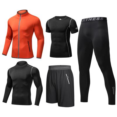 China High Quality 5pcs Mens Gym Wear Dry Fit Men Breathable Jogging Sports Tracksuit for sale