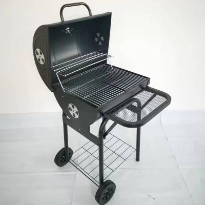 China Easily Assembled Manufacturer Outdoor Trolley Barrel BBQ Grill with Smoker Offset Oven Charcoal BBQ Deluxe Grill for sale