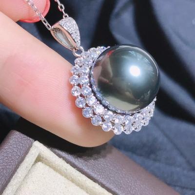 China Tahiti Series Cute Strong Light Natural Pearl Series 14-15mm Pendant S925 Silver Necklace for sale