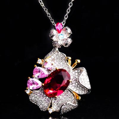 China CLASSIC New Luxury Imitated Red Pigeon Blood Pendant , Small Inlaid Open Ring Set For Women for sale