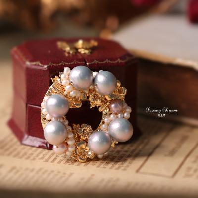 China Fashion Vintage Cotton Brooch Classic Simple French Classy Female Brooch Pin Decorative Corsage for sale