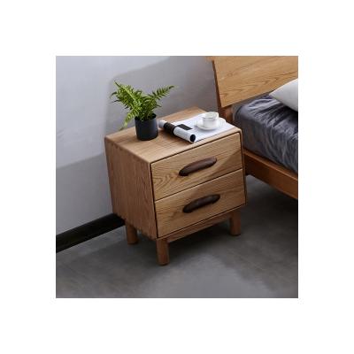 China Wholesale Furniture 2 Drawers Bedroom Solid Wood Color Wooden Bedside Table for sale