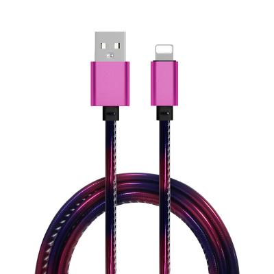 China Mobile Phone PD 18w Data Cable Red/Green/Blue Type C Cable PU USB Cord Compatible For iPhone Cable for sale