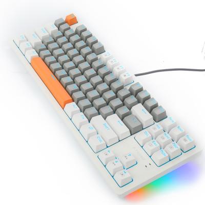 China High Responsive Gaming Games Ergonomic Keyboard Wired 87 KEY Cyan Typewriter Gaming Keyboard for sale