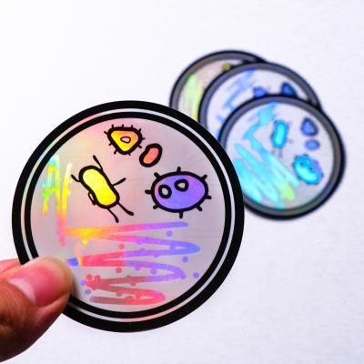 China Custom Holographic Glitter Hologram Hologram Sticker Die Cut Reflective Effect Logo Sticker for sale