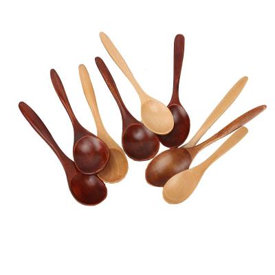 China Sustainable Small woodenspoon baby jam soup long handle mixing spoon coffee honey spoon small wooden spoon for sale