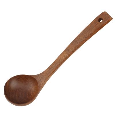 China Retro Environmentally friendly deep mouth wooden spoon chicken wing wooden long handle soup spoon for sale