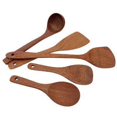 China Sustainable Custom logo lettering kitchen wooden cooking cooker set rice spoon spoon spatula for sale