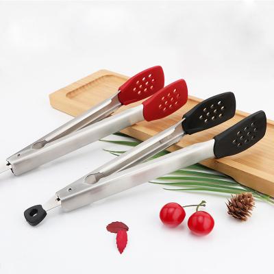 China Sustainable wholesale bamboo stainless steel steak  food clip barbecue tong bread tong salad clips fried fishs baking clip bbq tools for sale